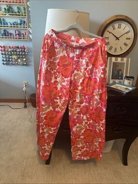 Jude Connally Pink & Orange Floral wide leg Trixie Pants, medium, new